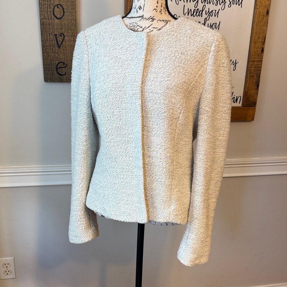 LOFT Cream Textured Bouclé Blazer